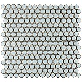 Hudson Penny Round Silk White 11-7/8" x 12-5/8" Porcelain Mosaic Tile -10 Sheets Per Case -10.5 Sq. Ft.