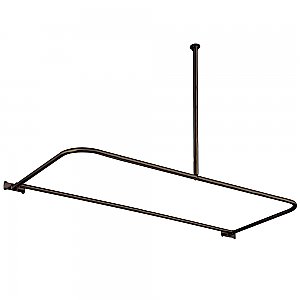 Clawfoot Bathtub Shower Enclosure D-Shaped Curtain Rod and Ceiling Support - Oil Rubbed Bronze