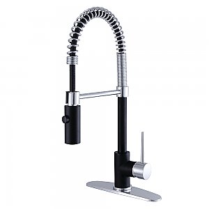 Gourmetier LS8777NYL New York Single-Handle Pre-Rinse Kitchen Faucet, Matte Black/Polished Chrome