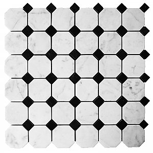 Honed Marble Mosaic Octagon Pattern Field Tile - 1 Sq. Ft. - Made to Order - 24 Color Choices