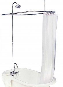 Solid Brass Leg Tub Shower Enclosure Set, 45" x 25" - with Faucet, Riser, & Shower Head - Matte Nickel
