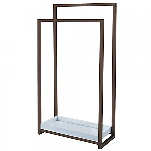 Kingston Brass Pedestal 2-Tier Steel Construction Towel Rack with Wooden Case - Oil Rubbed Bronze