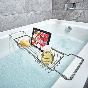 Everett Over the Side Adjustable Bathtub Caddy - Flat Black