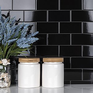 Crown Heights Glossy Black 3" x 6" Subway Tile - Glossy Black - Sold Per Case of 44 Tile - 6.03 Square Feet