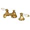Metropolitan Widespread Lavatory Faucet - Metal and Porcelain Lever Handles - Satin Brass