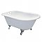 60-Inch Cast Iron Roll Top Clawfoot Tub with 3-3/8 Inch Wall Drillings, White/Polished Chrome