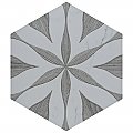 Llama Hex Flower Loire Silver Smoke 8-5/8" x 9-7/8" Porcelain25 Tiles Per Case - 11.5 Sq. Ft.