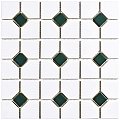 Oxford Matte Wht w/Green Dot 11-3/8" x 11-3/8" Porcelain Mosaic Tile -10 Tiles Per Case -9.2 Sq. Ft.