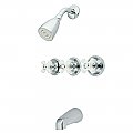 Tub and Shower Faucet Valves and Trim Kit with Porcelain Handles - Polished Chrome