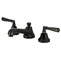 Tulare Metropolitan Two-Handle 3-Hole Deck Mount Widespread Bathroom Faucet with Brass Pop-Up - Matte Black