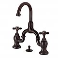 Kingston Brass KS7995AX English Country Bridge Bathroom Faucet with Brass Pop-Up, Oil Rubbed Bronze