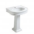 Isabella Collection Traditional Pedestal Sink with Integrated Oval Bowl, Seamless Rounded Decorative Trim, Rear Overflow and Single Hole Faucet Drill