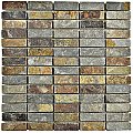 Crag Linear Sunset Slate 12" x 12" Natural Stone Mosaic Tile - Sold Per Case of 5 - 5.11 Square Feet