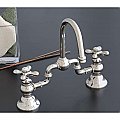 Adjustable 8" to 10" Gooseneck Bridge Sink Faucet -  Metal Cross Handles - Multiple Finishes Available