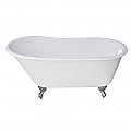 53-Inch Cast Iron Single Slipper Clawfoot Tub (No Faucet Drillings), White/Polished Chrome