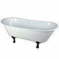 67-Inch Cast Iron Double Slipper Clawfoot Tub (No Faucet Drillings), White/Oil Rubbed Bronze