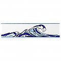 Captain Kanagawa Wave Pacific Blue 2" x 7-7/8" Ceramic Wall Trim Tile - Sold by the individual piece