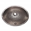 Decorative Oval Hammered Textured Undermount Basin with Overflow and a 1 1/4" Center Drain - Polished Stainless Steel