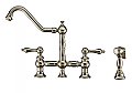 Vintage III Plus Bridge Faucet with Swivel Spout, Lever Handles and Solid Brass Side Spray - Polished Nickel Finish