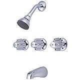 Central Brass Three Handle Tub and Shower Combo - Chrome