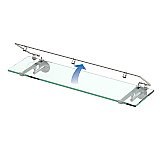 Tempered Glass Shelf with Railing - Satin Nickel
