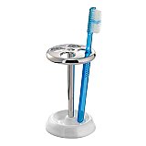 York Metal Toothbrush Holder Stand - Chrome & White Porcelain