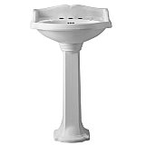 Isabella Collection Traditional Pedestal with an Integrated small oval bowl, widespread Faucet Drilling, Backsplash, Dual Soap Ledges, Decorative Trim and Overflow