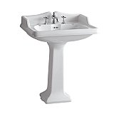 Isabella Collection Traditional Pedestal with an Integrated large Rectangular Bowl, Widespread Faucet Drilling, Backsplash, Dual Soap Ledges, Decorative Trim and Overflow