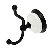 Victorian Porcelain and Matte Black Robe or Towel Hook