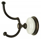 Victorian Porcelain and Oil Rubbed Bronze Robe or Towel Hook