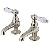 Kingston Brass Basin Faucet, Porcelain Levers - Brushed Nickel