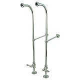 22-13/16" High Rigid Freestanding Water Supply Lines For Bathtubs with Stop Valves and Metal Cross Handles - Polished Chrome