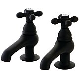 Vintage Collection Basin Sink Faucet Separate Hot & Cold Taps - Metal Cross Handles - Oil Rubbed Bronze