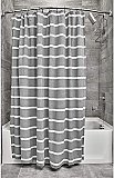 100% Cotton Shower Curtain - Gray - White Stripe