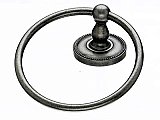 Edwardian Beaded Backplate Towel Ring in Antique Pewter
