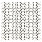 Expressions Button White Glass Mosaic Tile - Per Sheet - 1.13 Sq. Ft. Per Sheet
