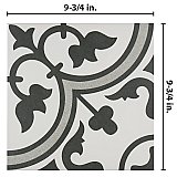 Arte Grey 9-3/4" x 9-3/4"Porcelain Tile - White/Gray- Per Case of 16 - 11.11 Square Feet