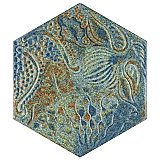 Gaudi React Hex Ocean 8-5/8" x 9-7/8" Porcelain Tile - Per Case of 25 Tile - 11.41 Sq. Ft. Per Case
