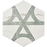 Classico Carrara Hexagon Marble Look Flow 7" x 8" Porcelain Tile - Sold Per Case of 25 Tile - 7.67 Square Feet Per Case