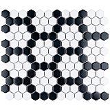 Metro Hex 1" M White w/M Bk Honeycomb 10-1/4" x 11-7/8" Porcelain Mosaic Tile - Sold Per Case of 10 - 8.6 Sq. Ft.