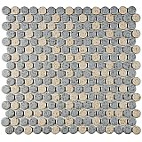 Hudson Penny Round 3/4" Glazed Porcelain Mosaic Tile - Cookies and Cream - Per Case of 10 Sheets - 10.74 Sq. Ft.