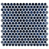 Hudson Penny Round Midnight Blue Glazed Porcelain Mosaic Tile - Per Case of 10 Sheets - 10.70 Sq. Ft.