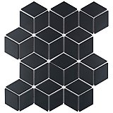 Hudson Rhombus Matte Black 10-1/4" x 11-3/4" Porcelain Mosaic Tile  - Sold Per Case of 10 - 8.6 Sq. Ft.