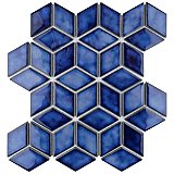 Hudson Rhombus Sapphire 10-1/4" x 11-3/4" Porcelain Mosaic Tile  - Sold Per Case of 10 - 8.6 Sq. Ft.