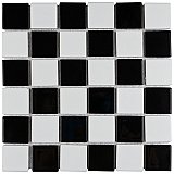 Squire Quad Glossy Checkerboard 12-1/2" x 12-1/2" Porcelain Mosaic Tile -10 Tiles Per Case - 11.1 Sq. Ft.