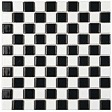 Black & White Checkerboard Square Glossy 12" x 12" Porcelain Mosaic Tile - Sold Per Case of 10  - 10.20 Square Feet