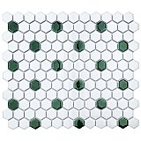Metro Ion 1" Hex Emerald Dot With Glossy White 10-1/4" x 11-7/8" Floor & Wall Tile - 10 Tiles Per Case - 8.6 Sq. Ft.