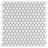 Colmena Glossy White Hex Tile - Per Case of 5 Sheets - 4.75 Square Feet