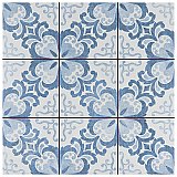 Harmonia Floral Lattice Blue 13"x13" Ceramic Tile - Sold Per Case of 10 - 12.19 Square Feet