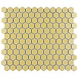 Hudson Hex 1" Vintage Yellow Porcelain Mosaic Tile - Per Case of 10 Sheets - 11.20 Sq. Ft. Per Case